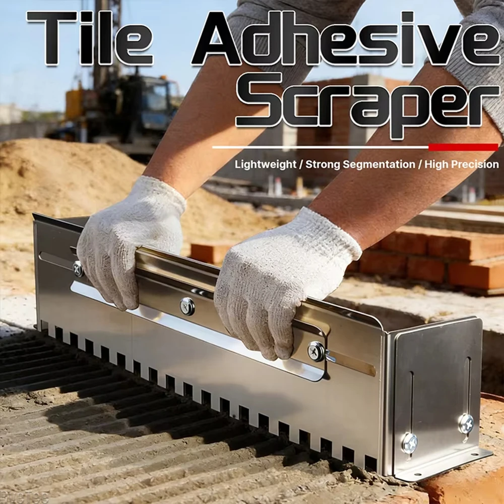

Heavy-Duty Square-Tooth Tile Spreader - Retractable Durable Multifunctional Time-Saving Scraper