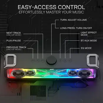 PC 有線/無線藍牙音箱,USB 供電,適用於電視、PC、筆記型電腦、遊戲、家庭劇院環繞音訊系統 8 最佳銷售 遊戲音箱 - №4
