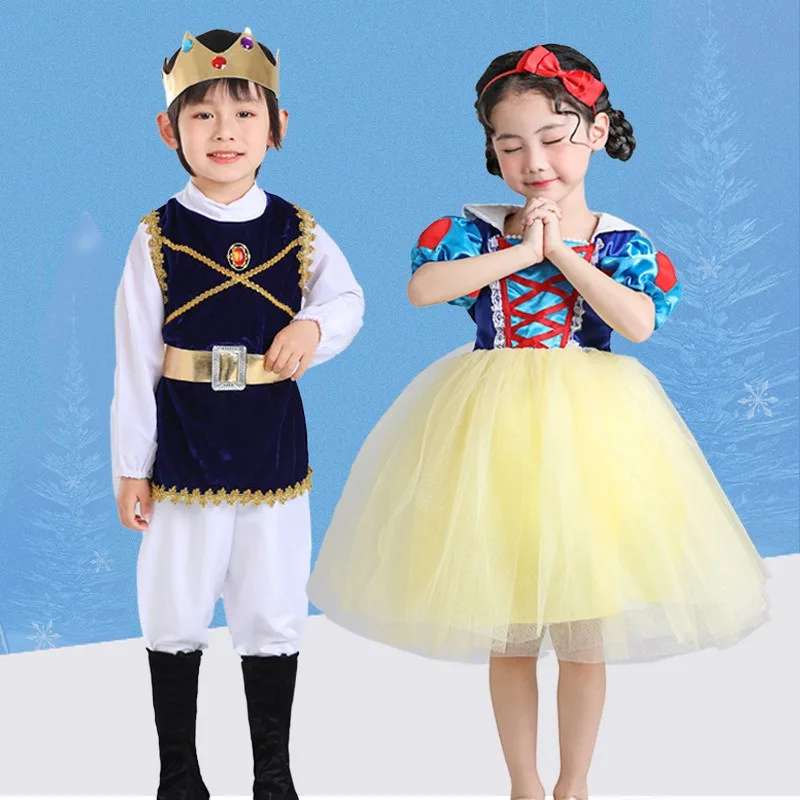 Chidren Snow White Cosplay Costume the Dwarfs Stage Outfits Fairy Tale Drama Prince Hunter Magic Halloween Carnival Party