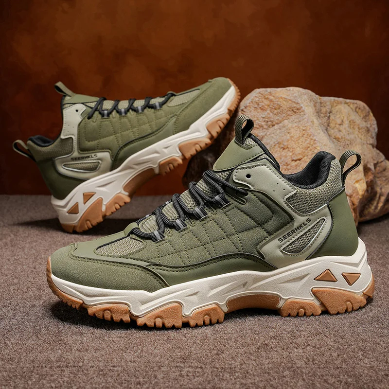 

Men's autumn 2025 new mountaineering workwear mid-top boots autumn and winter casual high-top wear-resistant