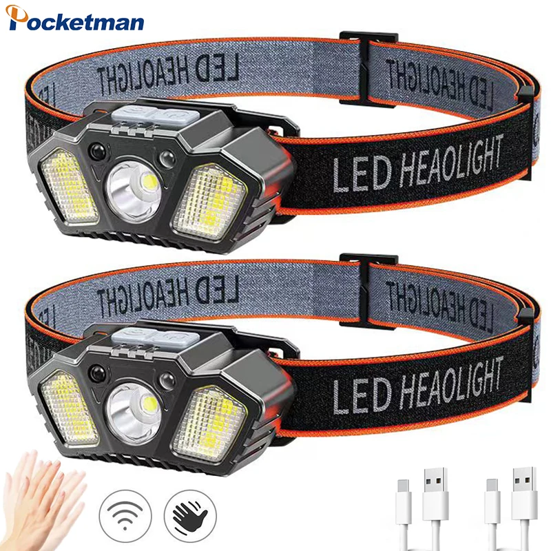 

POCKETMAN Smart IR Motion Sensor LED Headlamp USB Rechargeable Headlight Waterproof Head Lamp Induction Head Flashlight New