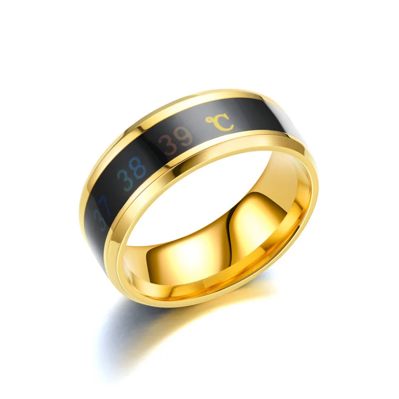 HOYON-anillo inteligente de acero inoxidable para hombre, sortija con sensor de temperatura inteligente, cambia de Color, joyería de fiesta para pareja