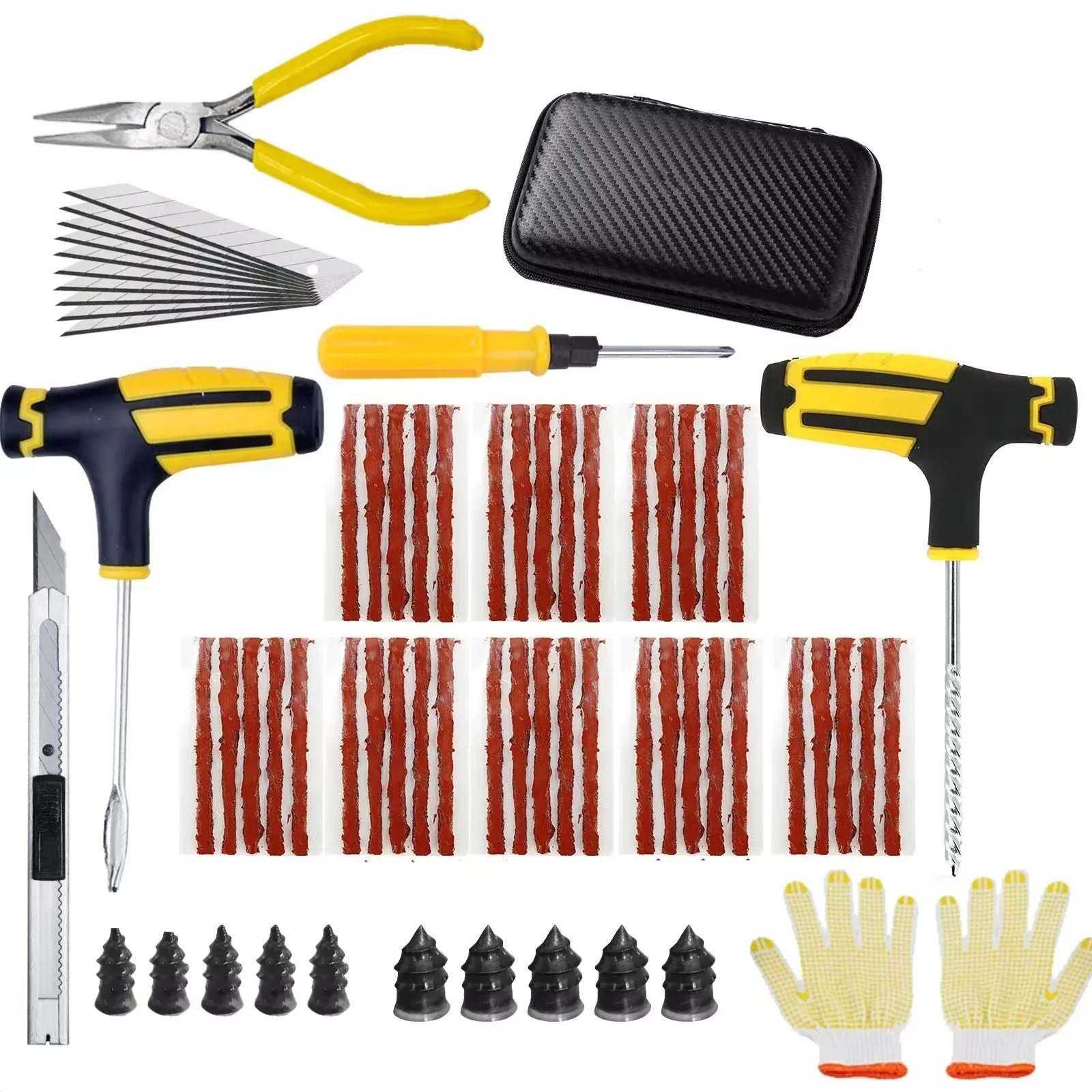 

Car Motorcycle Tire Repair Kit Puncture Plug Tools Tyre Puncture Emergency for Tire Strips Stirring Glue Repair Tool Kit