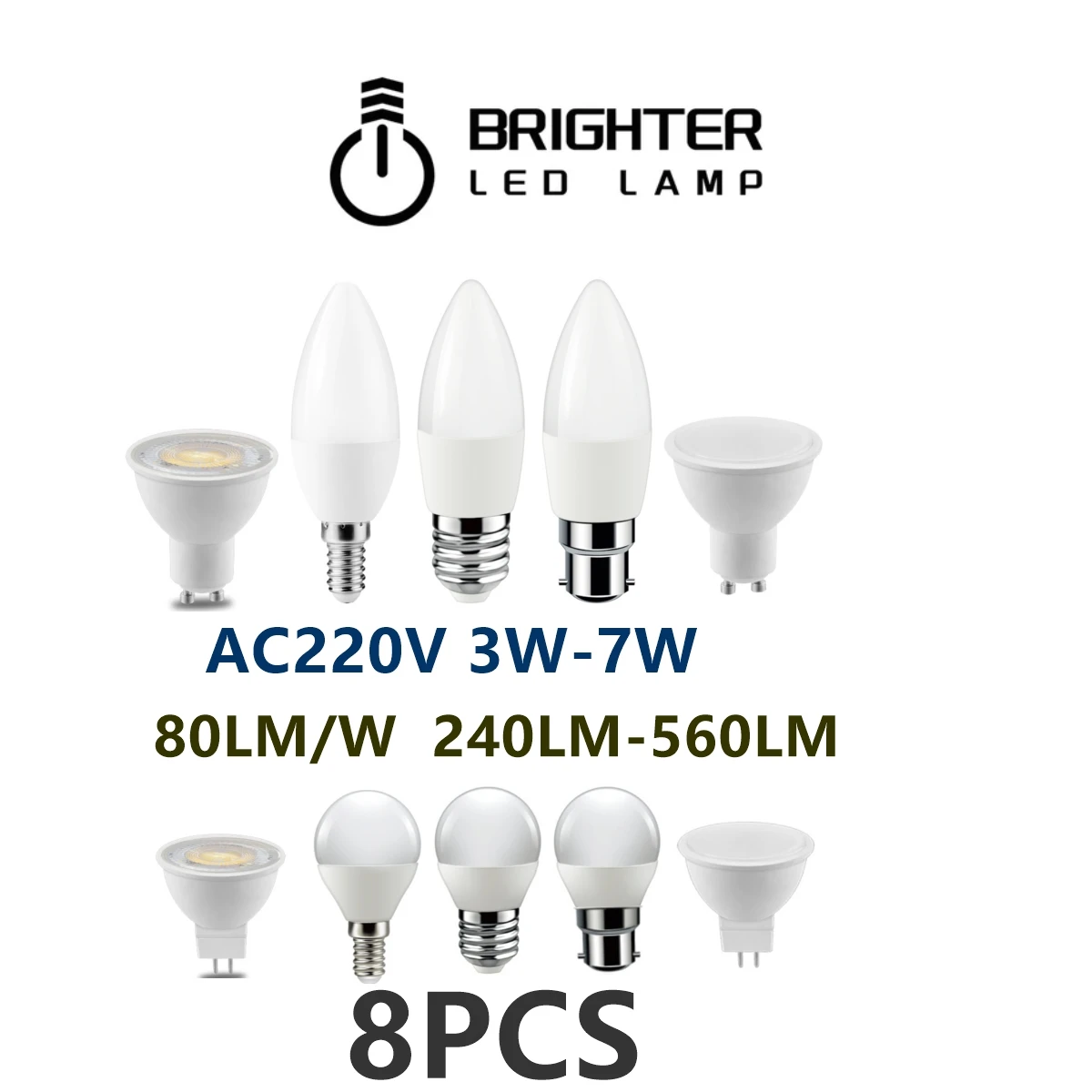 

8PCS LED Spotlight LED candle lamp G45 GU10 MR16 220V low power 3W-7W high lumen no strobe Apply to study kitchen