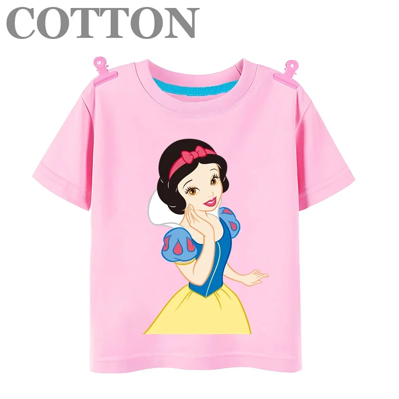 Face supporting Snow White cartoon fashion summer children\'s multi-color cartoon T-shirt round neck short sleeve Disney print