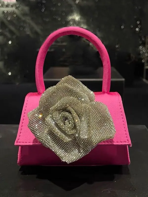 Elegante bolsa de festa noturna feminina, bolsas de flores, bolsa de ombro, bolsa de casamento, bolsas pequenas para meninas, novo design, 2024