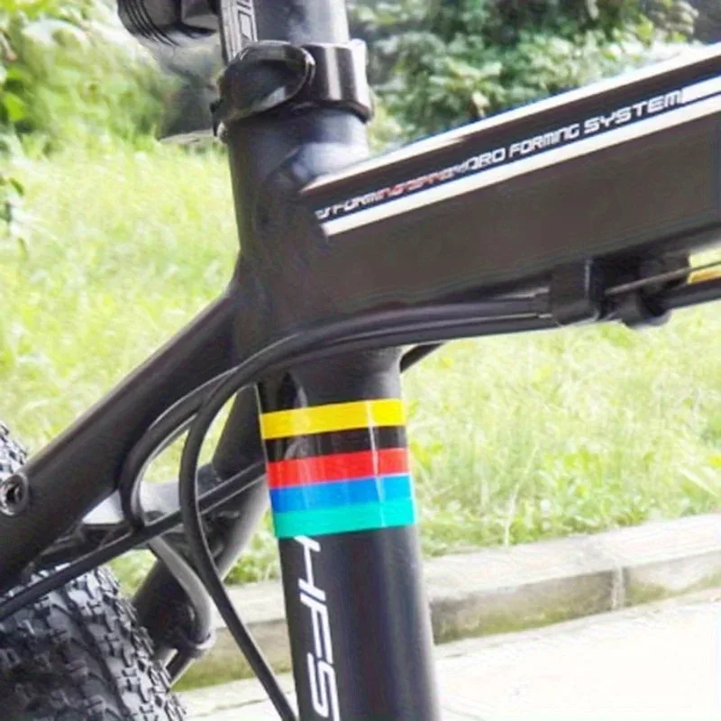 3-Pack Champion Rainbow Reflective Stickers - High Visibility Multi-Colored Stripes, Durable PVC Bike Stickers for Road Bikes,