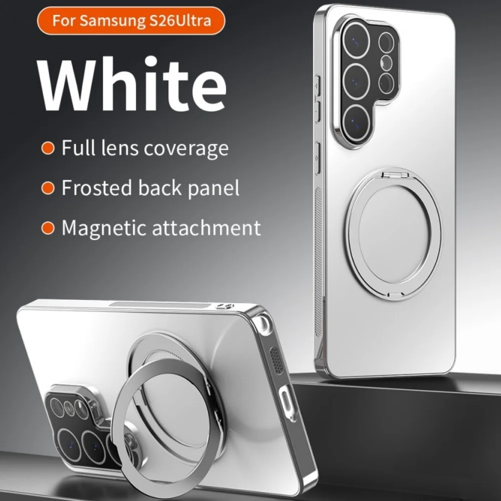 360° Fold Stand Plating for Magsafe Case For Samsung Galaxy S25 FE S24 S23 S26 Ultra S26 S25 Plus Magnetic Matte PC Back Cover