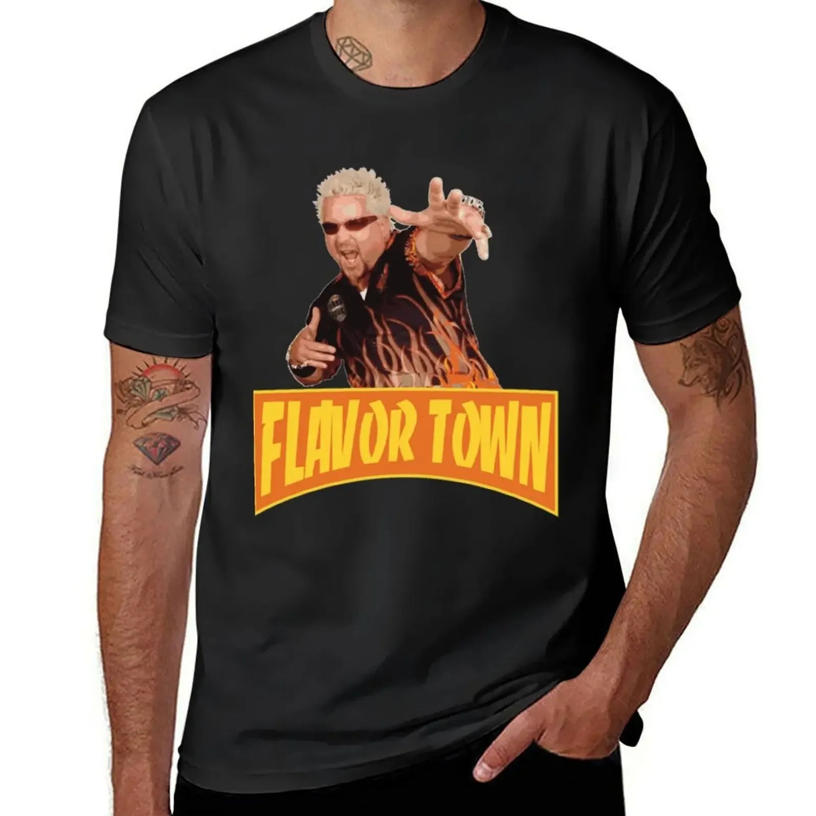 

FLAVOR TOWN USA T-Shirt man t shirt Louboutins Luxury man funny costumes black t-shirts for men