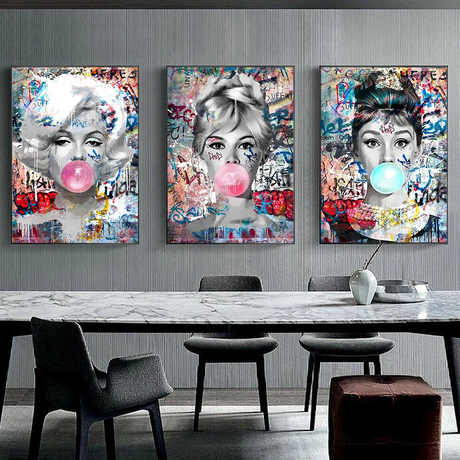 Graffiti Film Star Canvas Painting,Classic Posters and Prints,Wall Art,Superstar Portrait Picture,Living Room,Fashion Home Decor