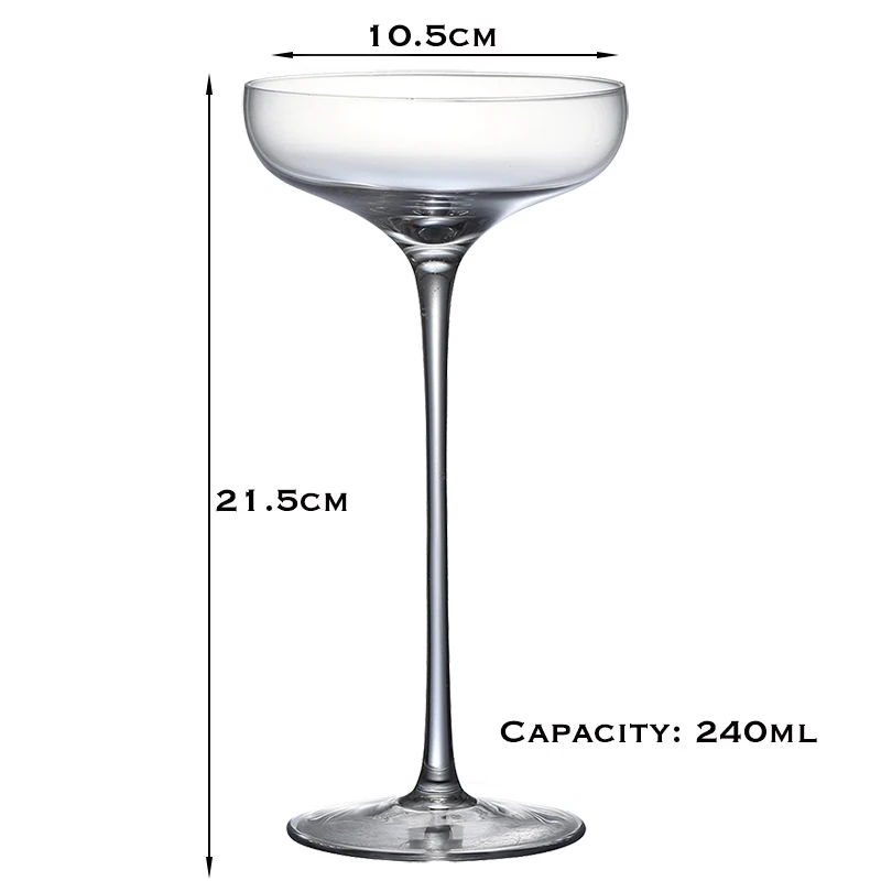 Extra Tall 2PCS 240ML Goblet Cocktail Glass Martini Glass Barware Set of 2