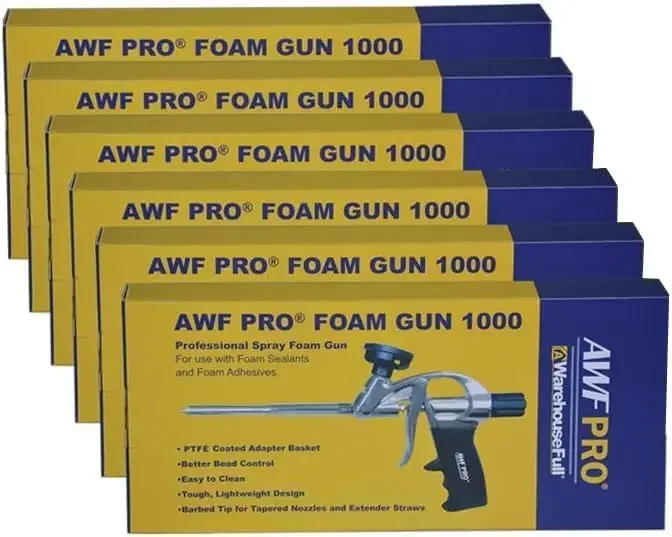 PRO Foam Gun - AWF 1000, PTFE Non Stick Coated Basket Spray Foam Gun. Ideal For Contractors & DIY. High Precision with Great