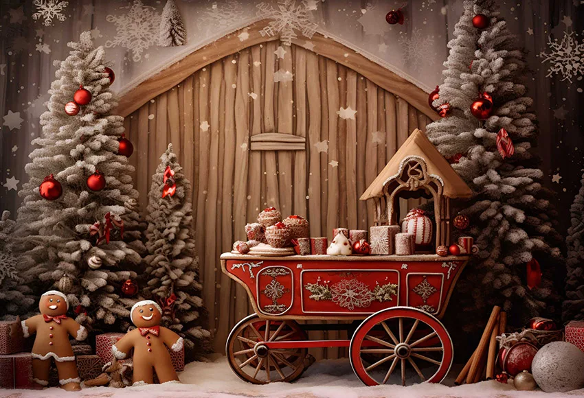 Mehofond Photography Background Winter Christmas Gingerbread Car Snow Xmas Tree Kids Family Portrait Decor Backdrop Photo Studio