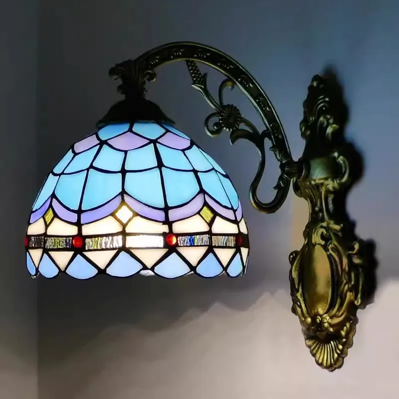 

Tiffany Style Stained Glass Wall Lamp Baroque Design Rustic Sconces for Bedroom Living Room Dining Room Balcony Loft Home Decor