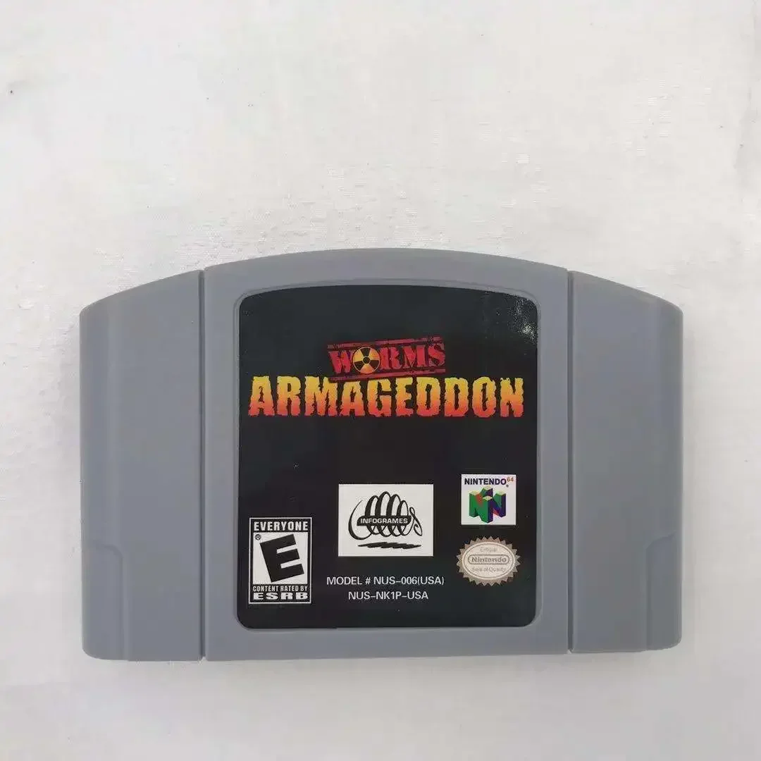 

Игровая карта N64 для игровой консоли Worms-Armageddon, картридж для видеоигр, версия США, 64-битный консольный видеокартридж, подарок