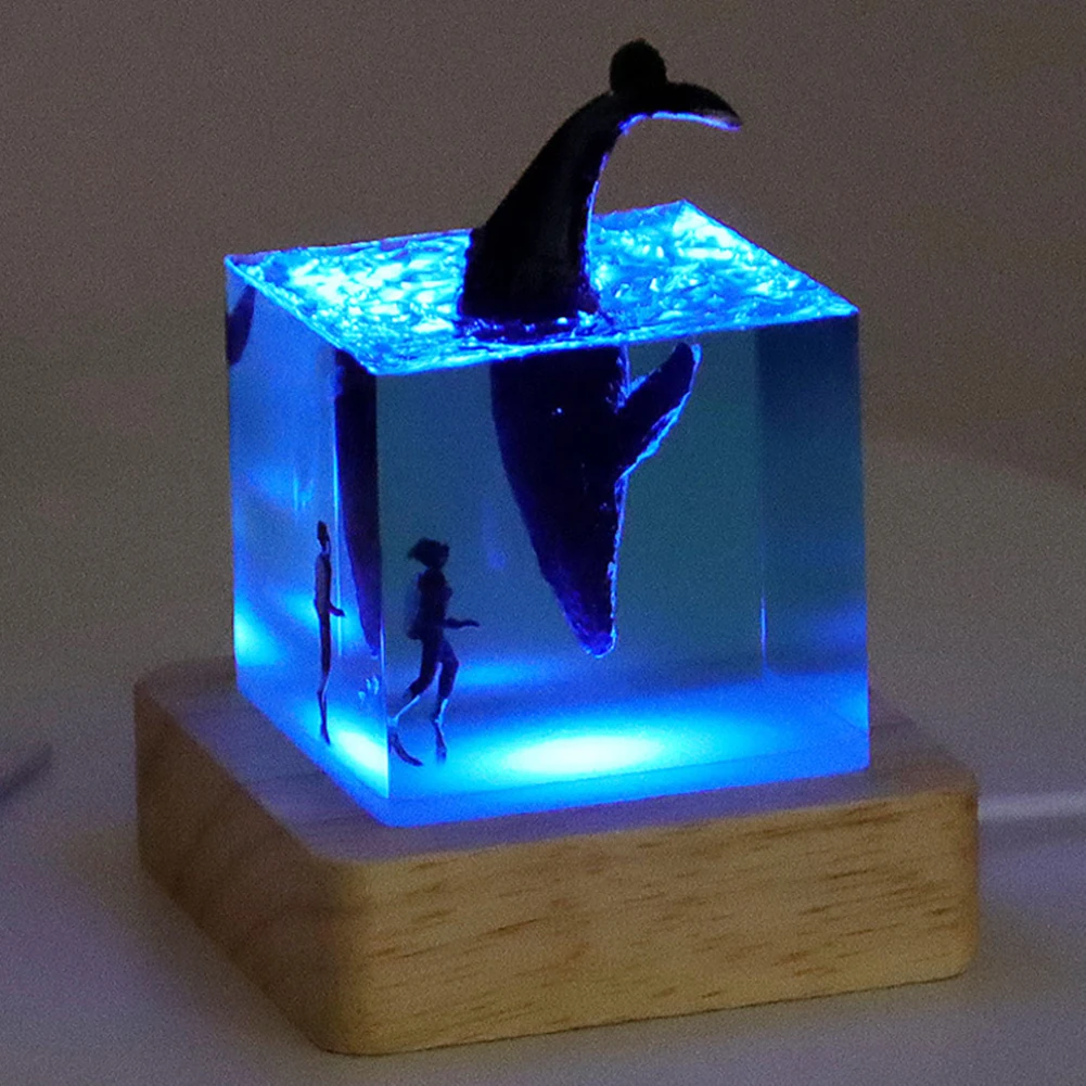 With Light Decorative Marine Whale Decor Beluga Killer Whale Home Room Decor Whale Diver Ocean Decoration