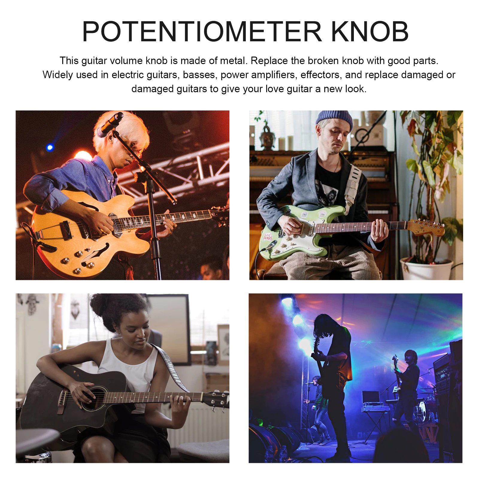 

3pcs Metal Electric Guitar Volume Knobs Bass Control Knob Audio Replacement Parts Sturdy Durable Compatible With Most