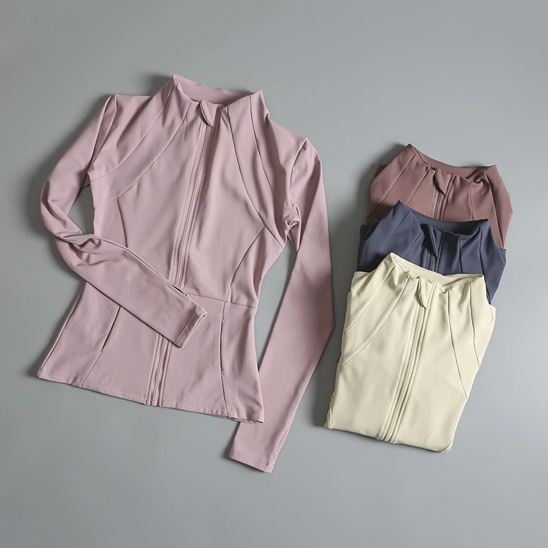 

Autumn and winter yoga suits for women long sleeves professional sports body clothes running plus velvet jacket Pilates training