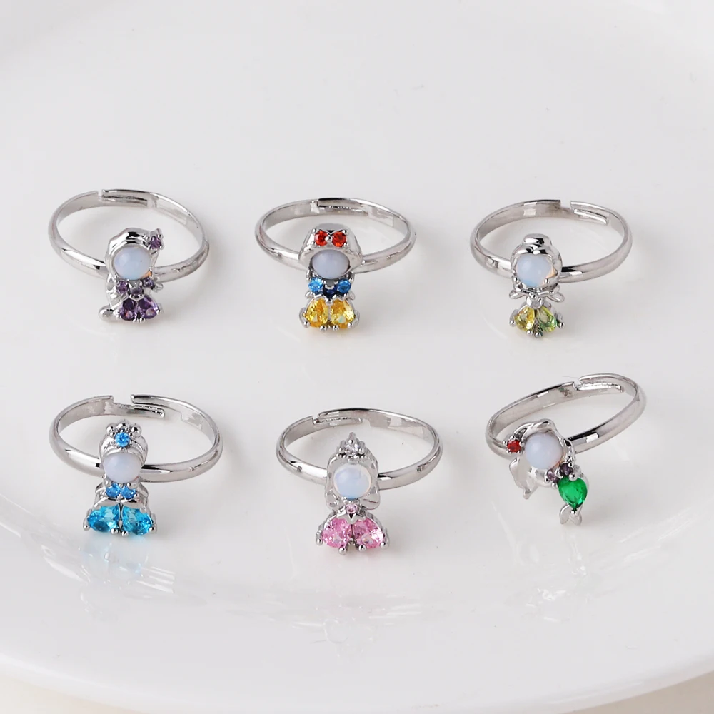 New Multicolor Sweet Cubic Zirconia Crystal Ring Gold Color Plated Women Girls Bague Jewelry