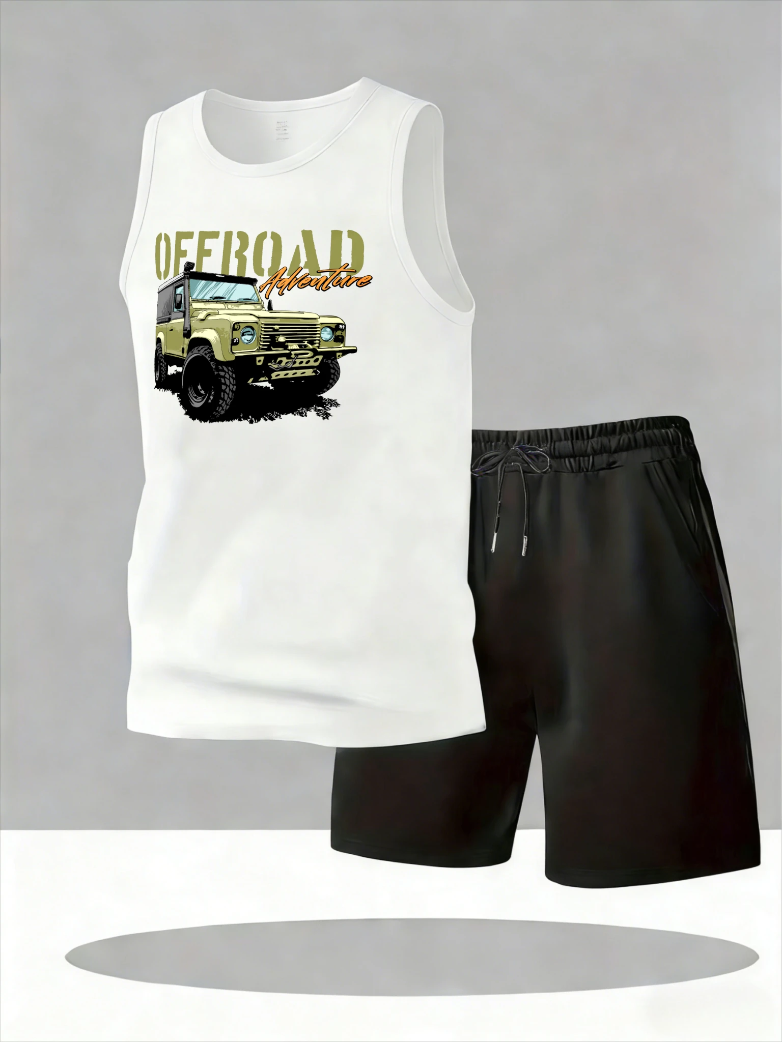 

Men's Tank Top Sets 2026 Summer Quick drying sports beach sports suits jogging suit running oversize Breathable crewneck