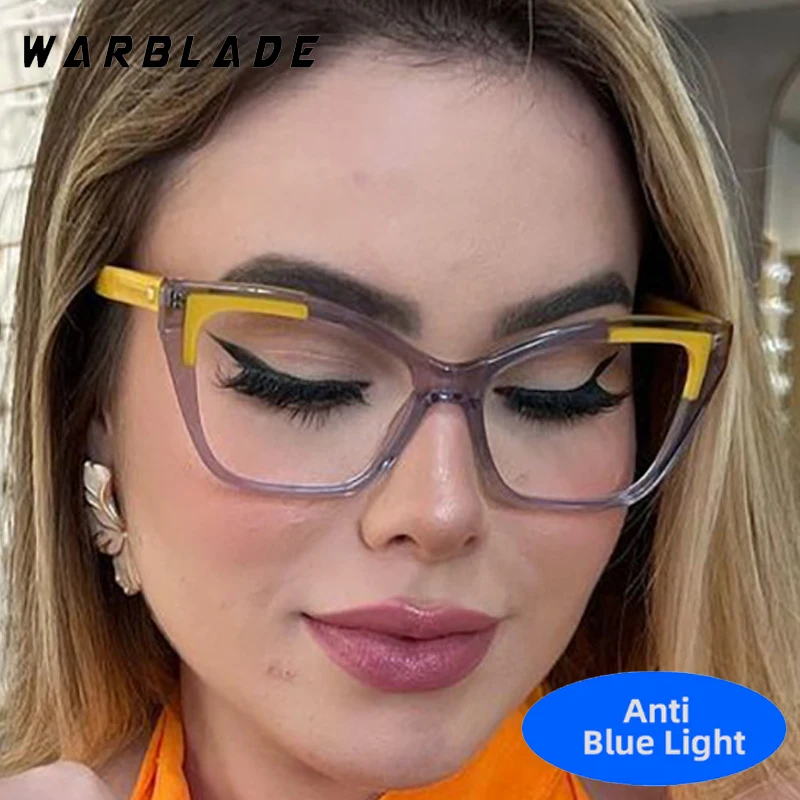 

Luxury Trending TR90 Cat Eye Anti-Blue Light Big Frame Women Glasses Brand Designer Men Computer Eye Protection Optical Eyewear