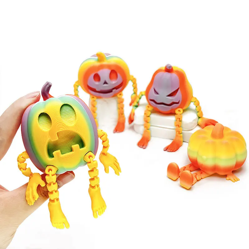 

Fun 3D Printed Halloween Pumpkin Man Movable Joints Cute Creative Desk Decor Office Decoration Party Prop, Unique Gift