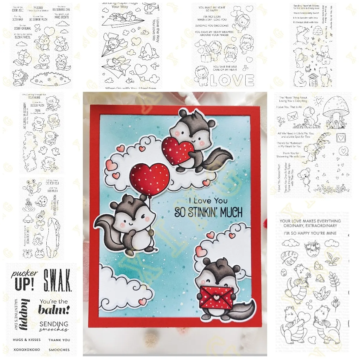 

Valentine's Day Love Unbearably Sweet Clear Stamps and Metal Cutting Dies Sets for DIY Craft Making Greeting Card Scrapbooking