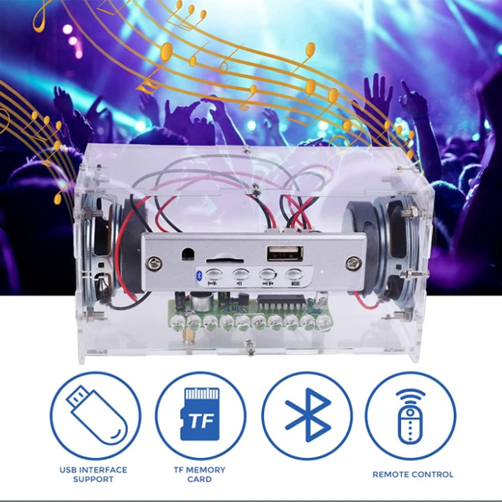 DIY Bluetooth Speaker Kit with LED Flashing Light Soldering Project USB Mini Home Stereo Sound Amplifier DIY Kits