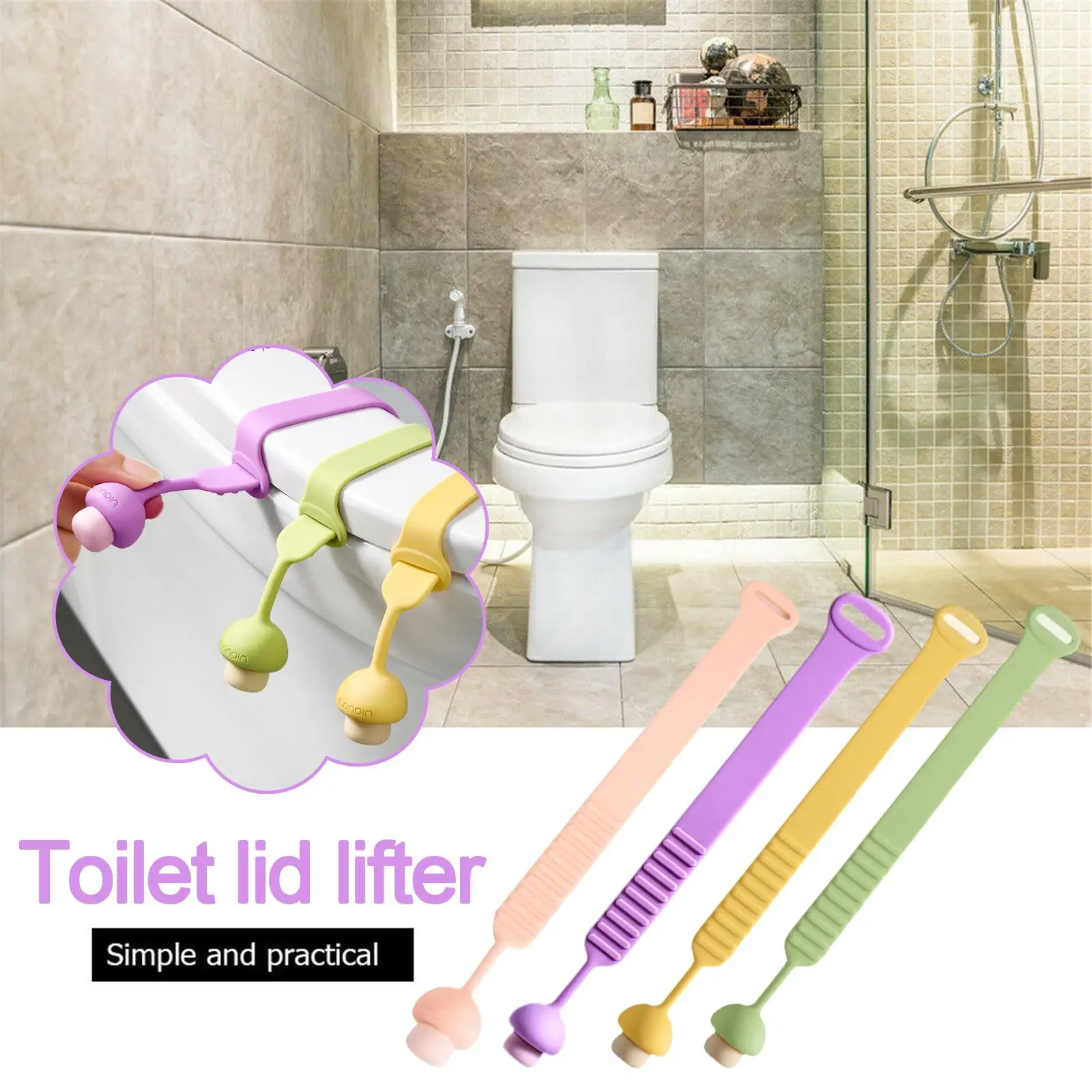 Pengangkat tutup Toilet tanpa tangan kotor pengangkat Toilet perlengkapan Toilet aksesori kamar mandi tali pengangkat Toilet E6l5