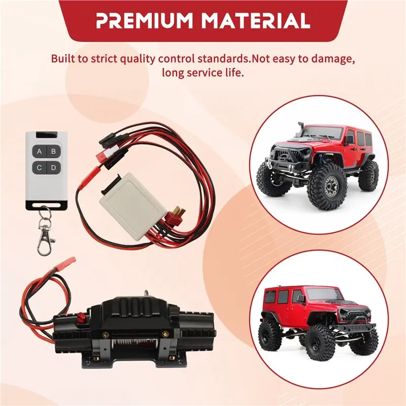 ABAH-RC para coche trepador a escala 1/10 SCX10 TRX4 Compatible con RC Metal automático doble Motor cabrestante simulado con Control remoto