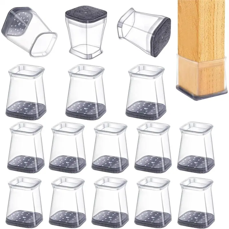 MLGB-Felt Floor Protectors 24 Pcs-Square Chair Leg Mute Pads For Hardwood/Tile Surfaces, Anti-Scratch Noise-Reducing Caps