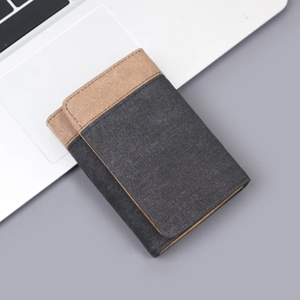 

Джинсовый мужской кошелек в стиле ретро, тройной короткий кошелек с несколькими слотами, синий, черный, хаки, кошелек с держателем для карт, мужской и мужской