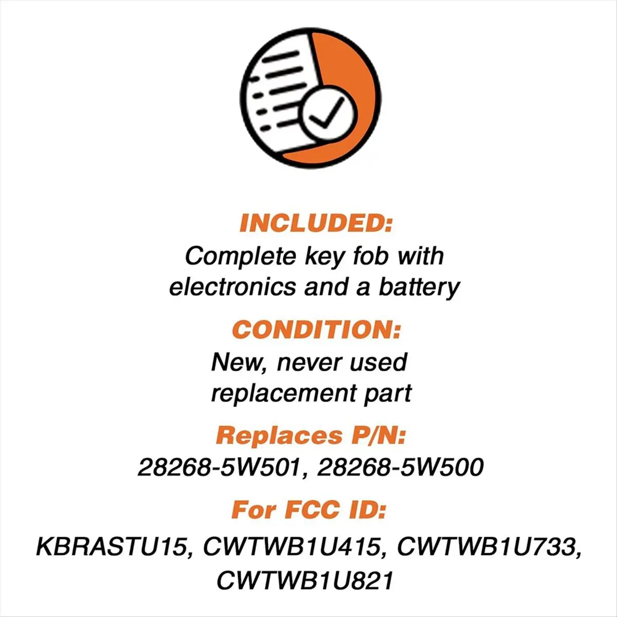 ABNH 2set Replacement Key Fob Car Remote with Uncut Transponder Key for KBRASTU15, CWTWB1U733, ID 46, NI04T