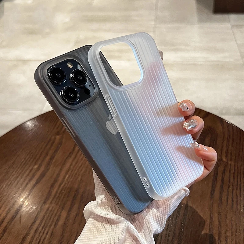 Matte Corrugated Texture Soft Phone Case for iPhone 17 Air 16 Plus 15 14 13 12 11 Pro Max Translucent Frosted Protective Cover