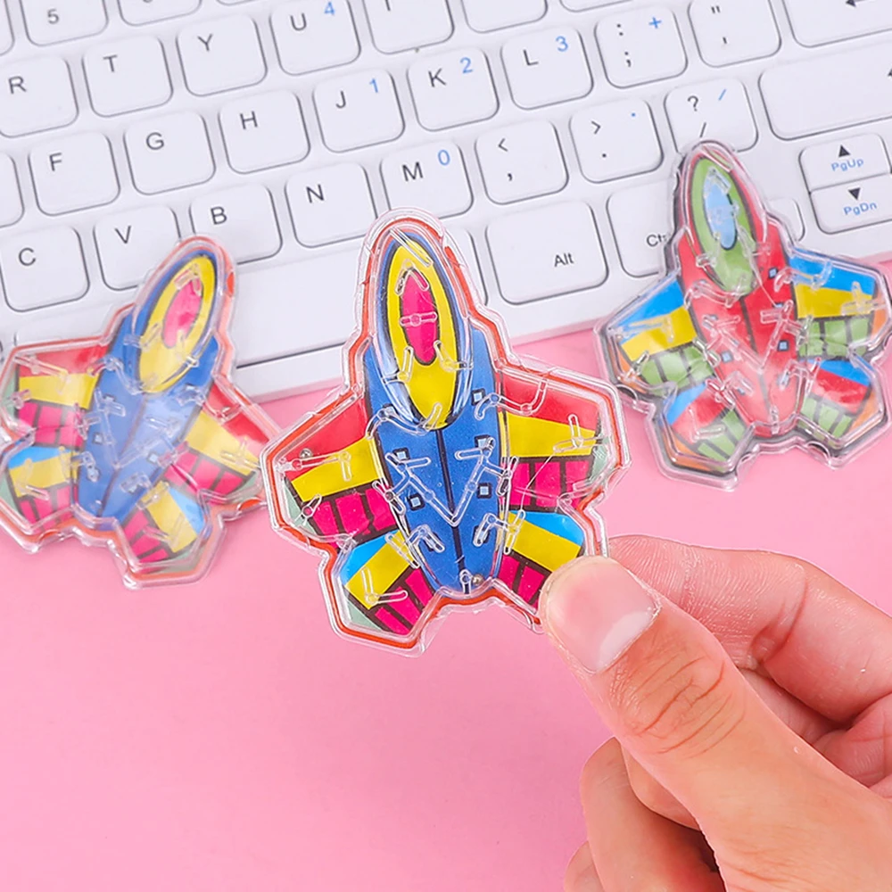 12Pcs Fun Kids Day Birthday Party Gift Transparent Airplane Rolling Ball Maze Game Pinata Filler Gifts Bag Toys Giveaway 6x7cm