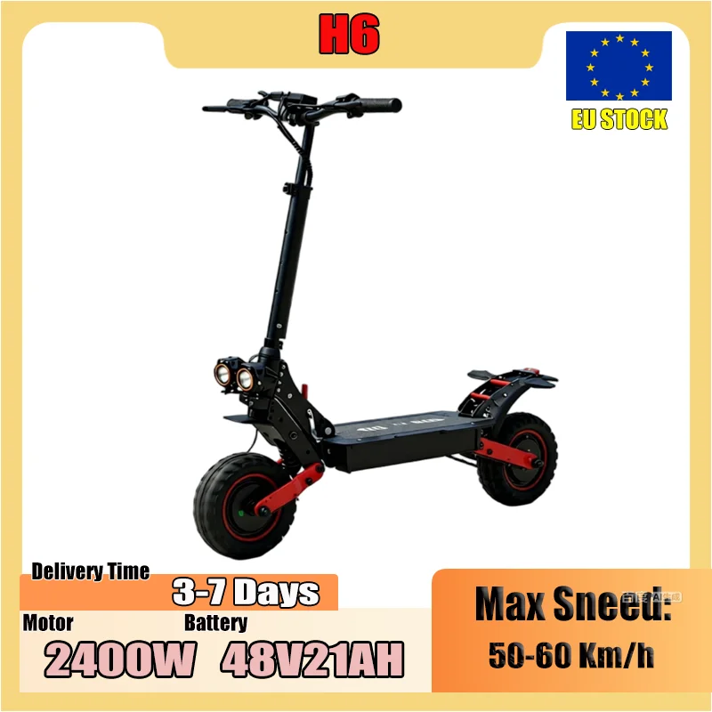 FREEBOY H6 E-Scooter 2400W Doppelmotor Elektrischer Klapproller mit 48V 21Ah Batterie und Doppel-11-Zoll-All-Terrain-Reifen