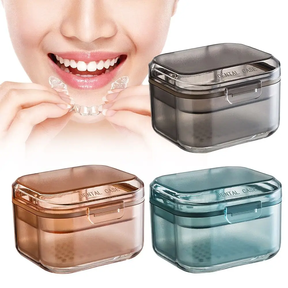 Portable Clean Orthodontic Retainer Soak Mouth Guard Container Tooth Socket Box Denture Case Braces Storage Box