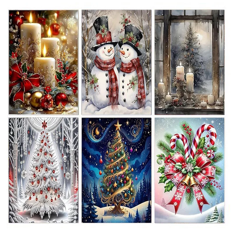 

AB Diamond Painting Christmas 5D Diamond Painting (Suitable for Adults and Beginners) DIY Mosaic Christmas Snowman Painting