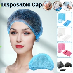 Gorros desechables de 100 Uds., gorro no tejido transpirable de malla elástica para cocinar, servicio de comida, cocina, salón en casa, Spa, sombreros para el cabello