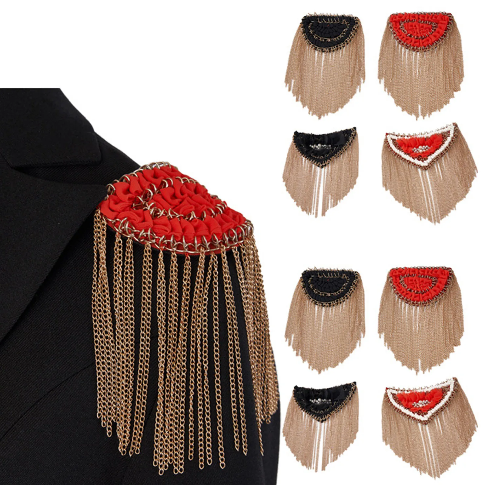 

2Pcs Unisex Women Men Vintage Epaulets Tassel Fringe Shoulder Patches Costume Accessory for Banquet Pageant Brooch Epaulet Gifts