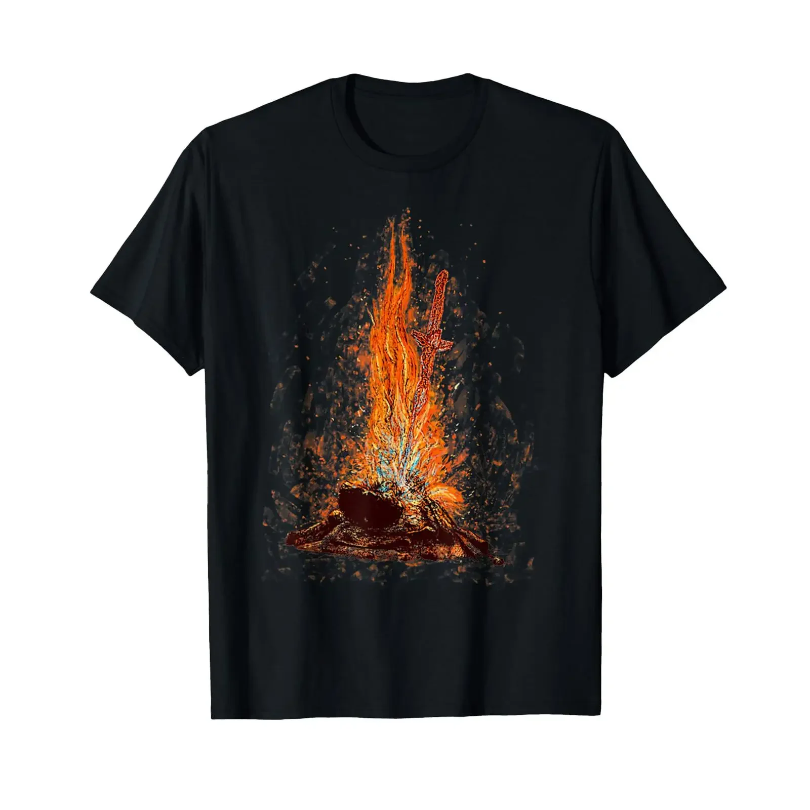 Retro Basic Bonfire of Souls Funny Flame Sword T Shirt vintage Washed homme Stretched Soft streetwear Breathable graphic