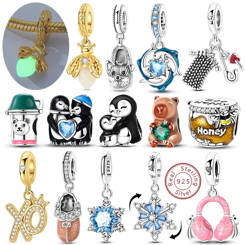 

Новый оригинальный подвесной кулон из бисера, серебро 925, пингвин, снежинка, капибара, кошка, бабочка, XO, подвески, подходят для браслета, женские ювелирные изделия