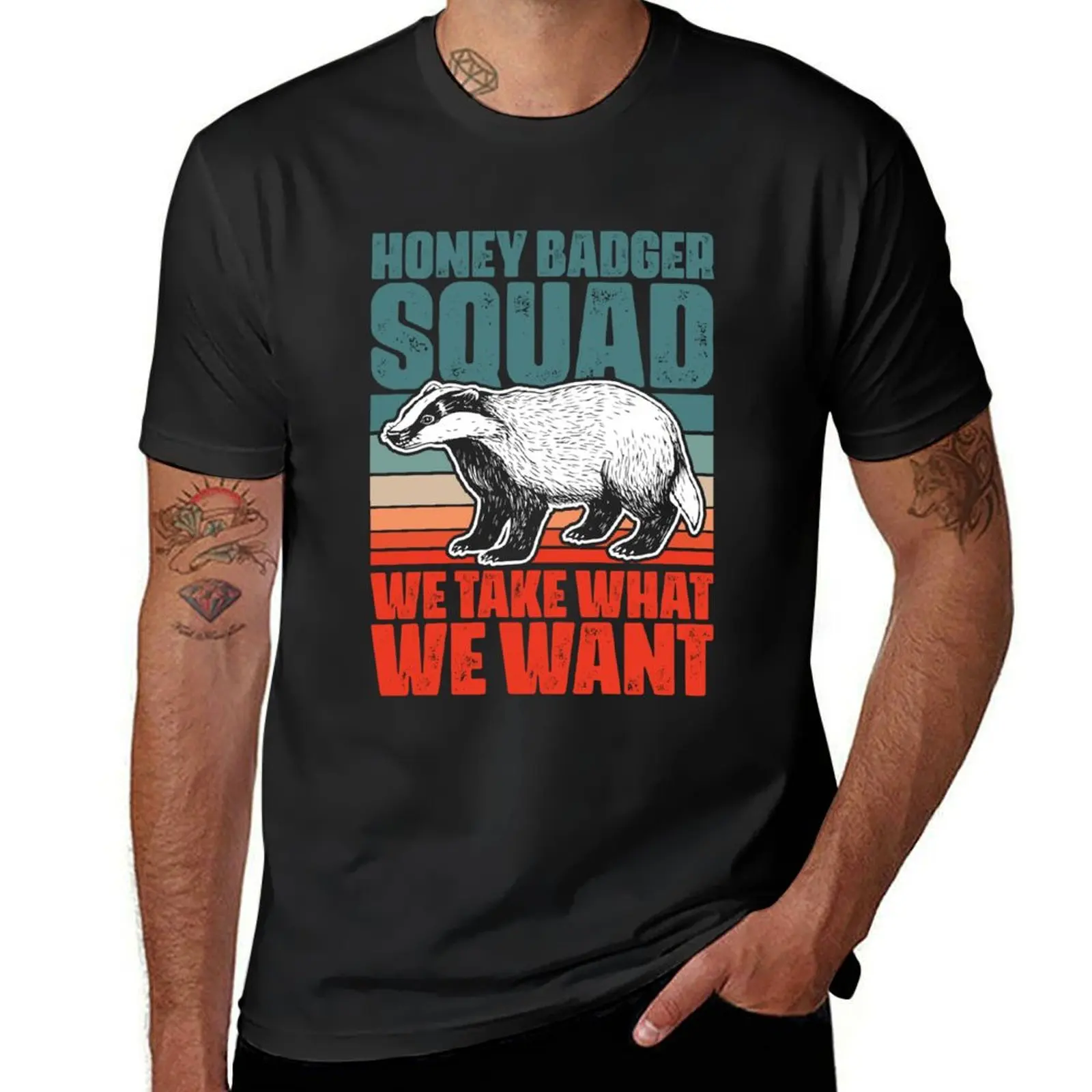 

Retro Honey Badger Squad For A Ratel Fanatic Honey Badgers T-Shirt summer 2025 t shirts for men pack
