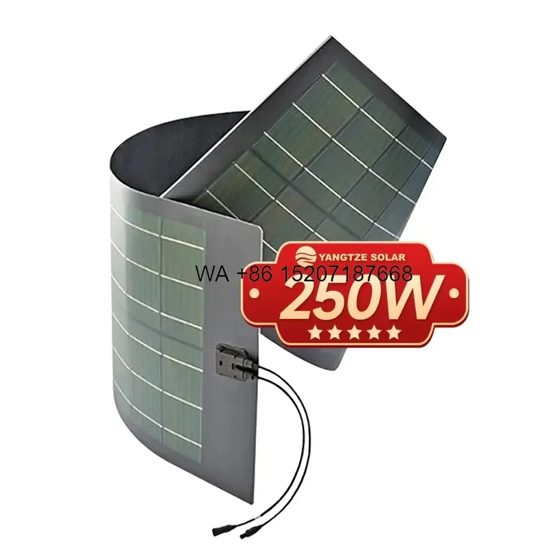 Wmwmnu for Yangtze 200W 250W 300W Monocrystalline Silicon Flexible Frameless Solar Panel Full Black Photovoltaic for Balcony