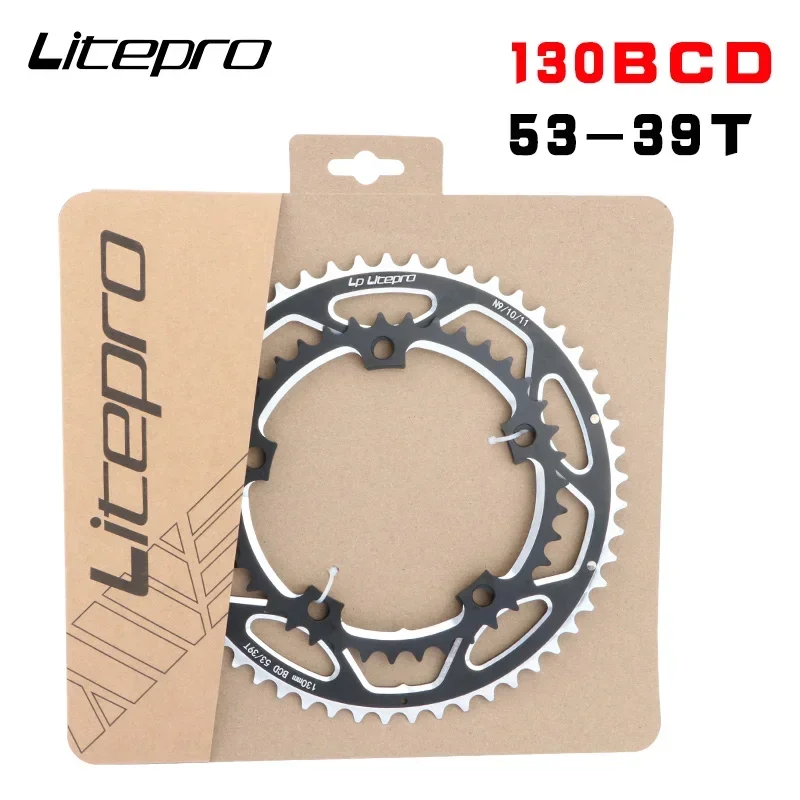 Litepro 130BCD 53T 39T Road Bike Chainring Aluminium Alloy Double Plate Cnc Chainring for Bmx Folding Bicycle