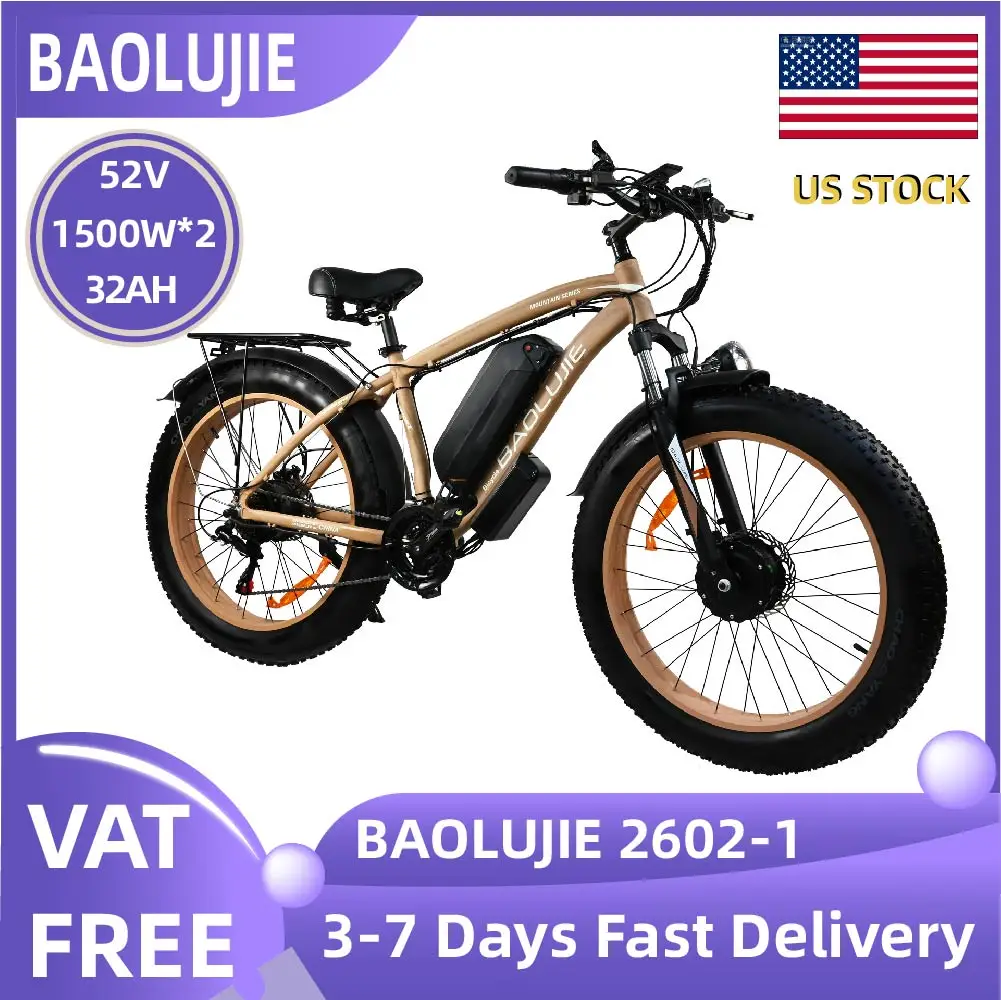 

BAOLUJIE 2602 Electric bicycle 3000W Motor 52V32Ah battery City Commuter Electric Bike 26inch tireall terrain E-bike