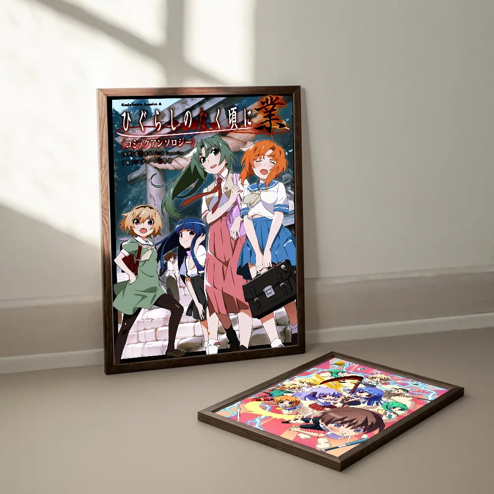 Higurashi No Naku Koro ni kigu ملصق فني ذاتي اللصق ، مطبوعات ورقة بيضاء ، أعمال فنية ، لوحات جدارية جمالية