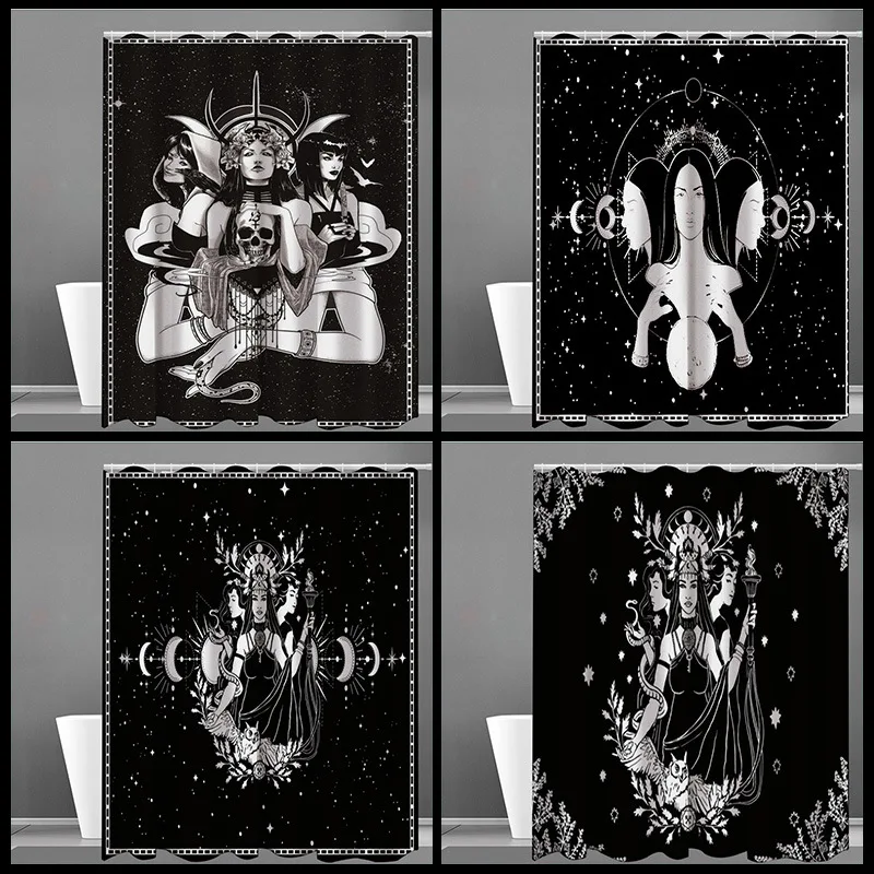 

Занавеска для душа Witchcraft Girl Tarot Водонепроницаемая занавеска для душа с защитой от плесени Штора для ванной