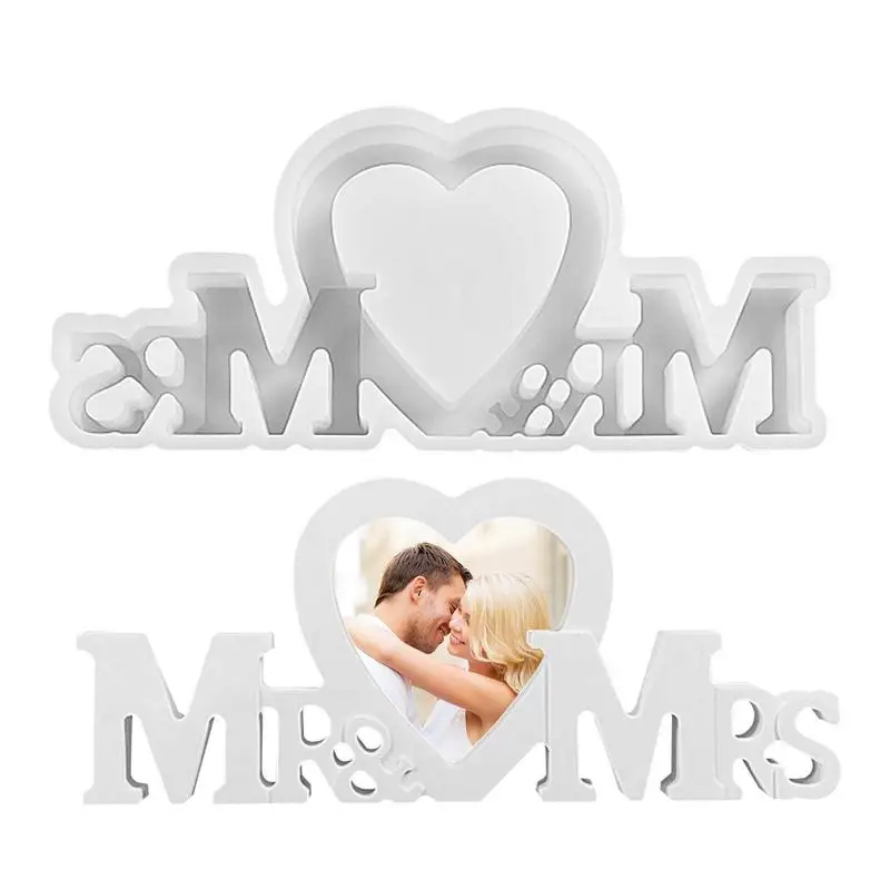 Mr & Mrs Heart Silicone Mold Mr Love Mrs Resin Casting Mold Craft Supplies Valentine's Day Wedding Heart Mold Cake Decorating