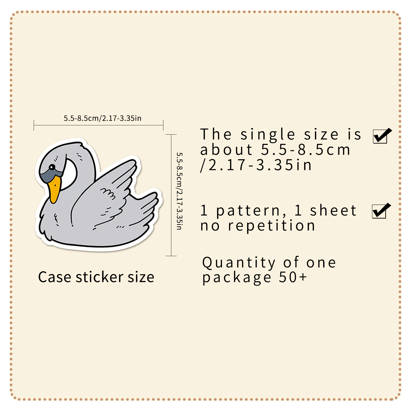 50Pcs Swan series Cartoon Cute Waterproof Sticker Skateboarding Snowboard Retro Vinyl Sticker